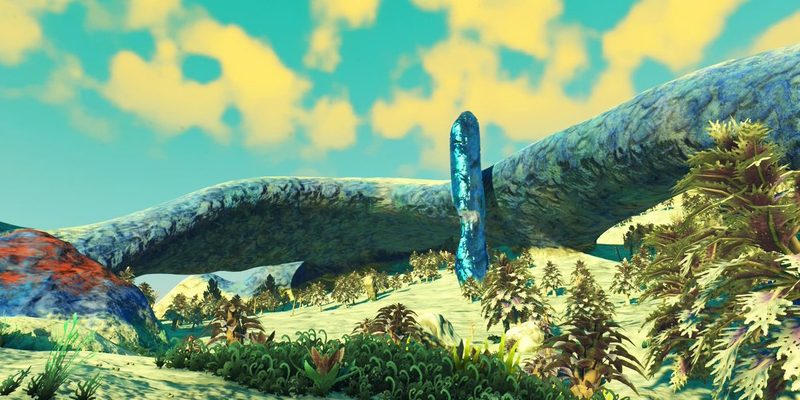 Finally finding a planet with tufts of grass and blue skies feels so good!